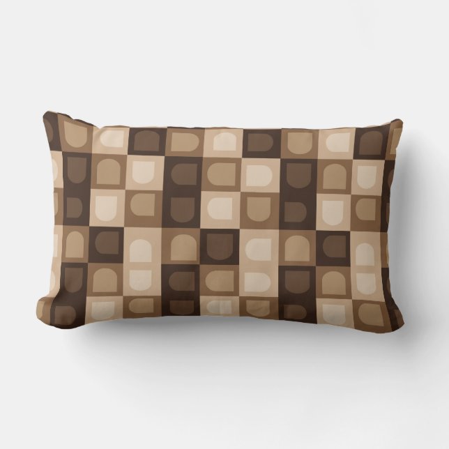 Brown Modern Boho Arch Geometric Aztec Muster Lendenkissen (Vorderseite)