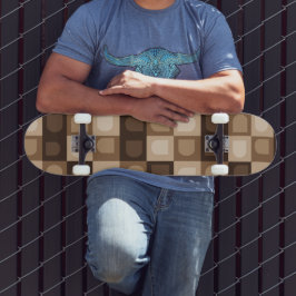 Brown Modern Boho Arch Geometric Aztec Muster Skateboard