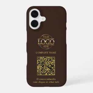 Brown Modern Business Logo & QR Code Werbung iPhone 16 Hülle
