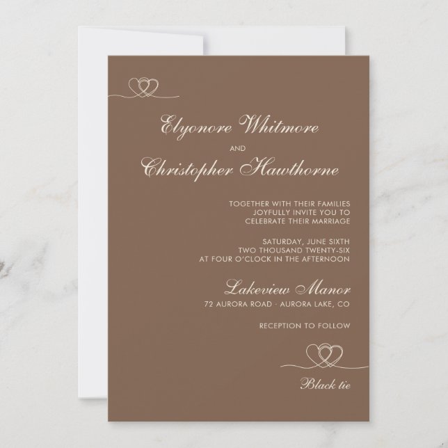 Brown Modern Chic Mix and Match Wedding Einladung (Vorderseite)