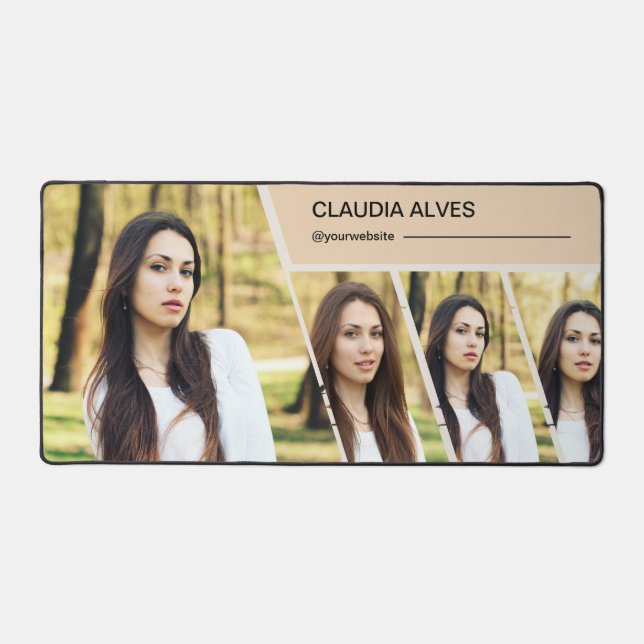 Brown Modern Foto Collage Desk Mat Schreibtischunterlage (Vorderseite)