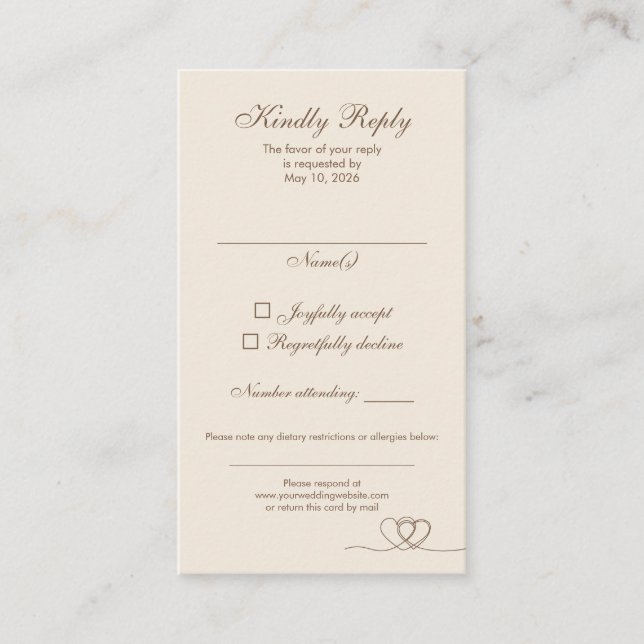 Brown Modern Mix and Match Wedding RSVP Card Visitenkarte (Vorderseite)