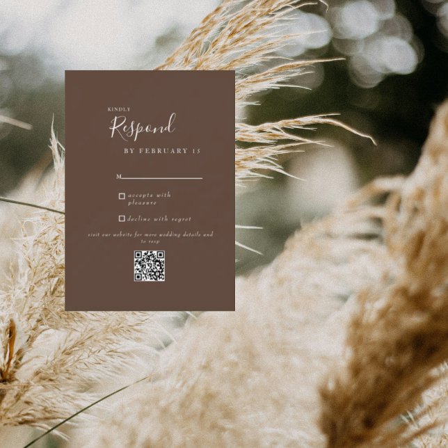 Brown Modern Wedding QR Code UAWG RSVP Karte (Von Creator hochgeladen)