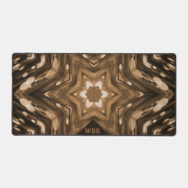 Brown Monogram Modern Watercolor Pattern Schreibtischunterlage