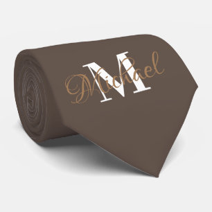 Brown Monogramed Necktie Krawatte