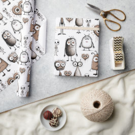 Brown Monsters Geschenkpapier