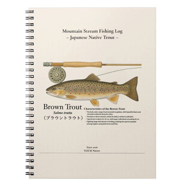 Brown Mountain Stream Fishing Log Photo Notebook Notizblock (Vorderseite)