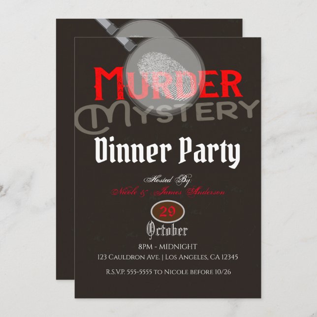 Brown Murder Mystery Dinner Party Einladung (Vorne/Hinten)