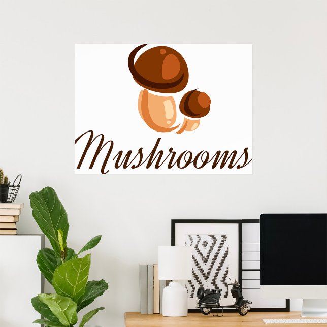 Brown Mushroom Whimsical Nature Food Poster (Von Creator hochgeladen)