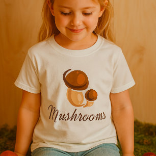 Brown Mushroom Whimsical Nature Food T-Shirt