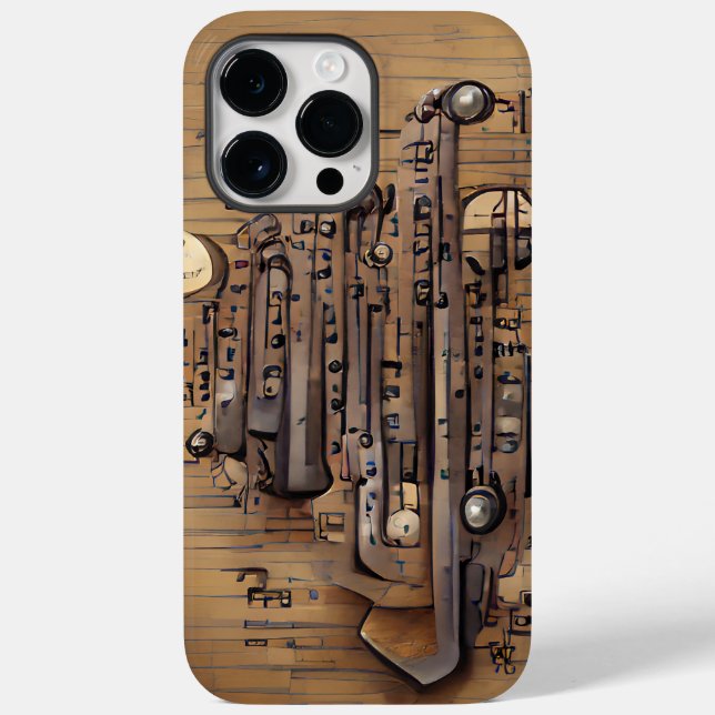 BROWN MUSICAL STEAMPUNK THEMA Case-Mate iPhone HÜLLE (Rückseite)