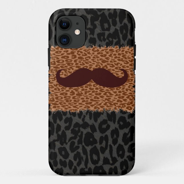 Brown Mustache und Leopard Print Case-Mate iPhone Hülle (Rückseite)