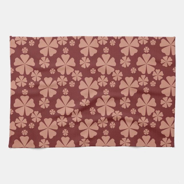Brown Mute Floral Abstrakt Pattern Geschirrtuch (Horizontal)