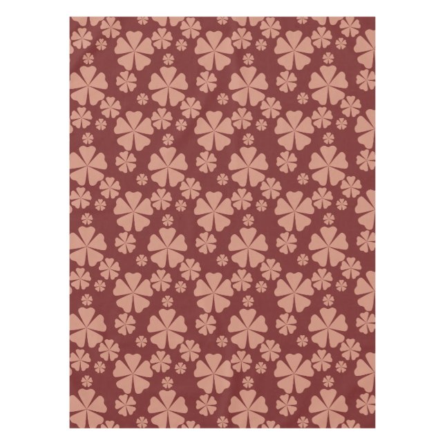 Brown Mute Floral Abstrakt Pattern Tischdecke (Vorderseite)