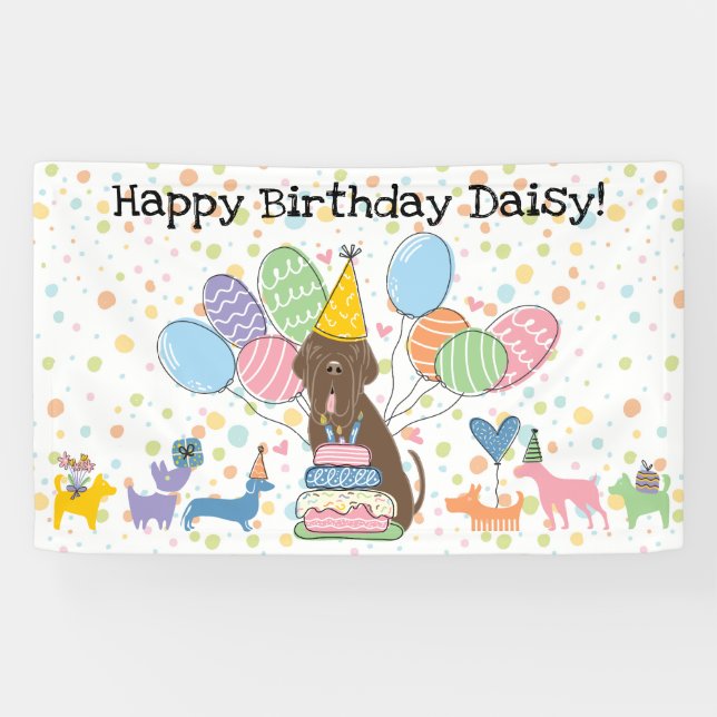 Brown Neapolitan Mastiff Dog Birthday Banner (Horizontal)