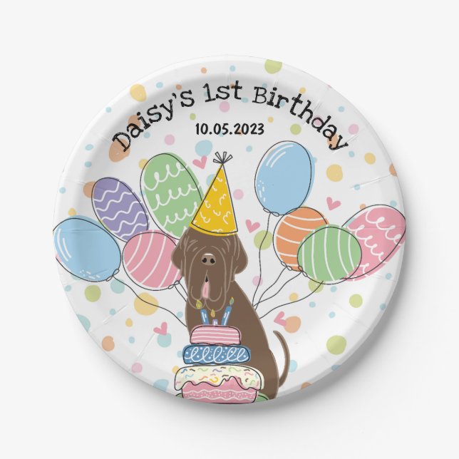 Brown Neapolitan Mastiff Dog Birthday Party Pappteller (Vorderseite)