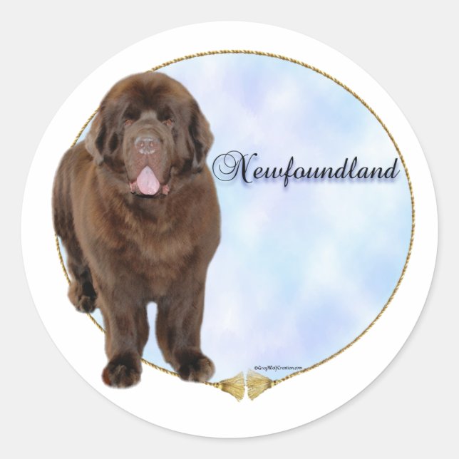 Brown Newfundland Portrait Sticker (Vorderseite)