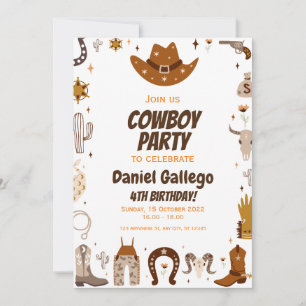 Brown Niedlich Cowboy Birthday Party Einladung