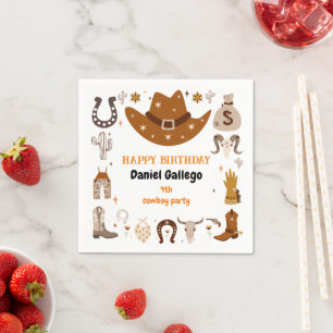 Brown Niedlich Cowboy Birthday Serviette