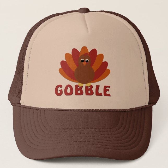Brown Niedlich Turkey Gobble Hat Truckerkappe (Vorderseite)