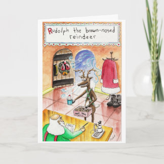 Brown Nosed Rentier Feiertagskarte