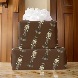 Brown Nutcracker Soldier Weihnachtswrapping Paper Geschenkpapier