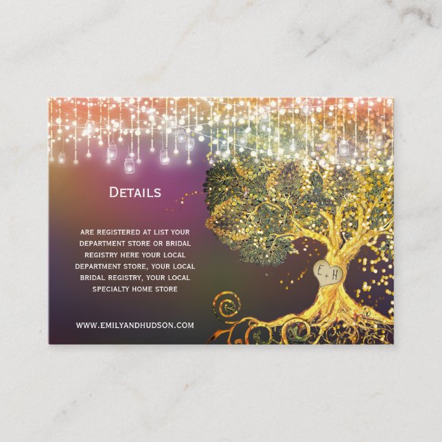 Brown Oak Tree Hochzeitskarten Begleitkarte (Vorderseite)
