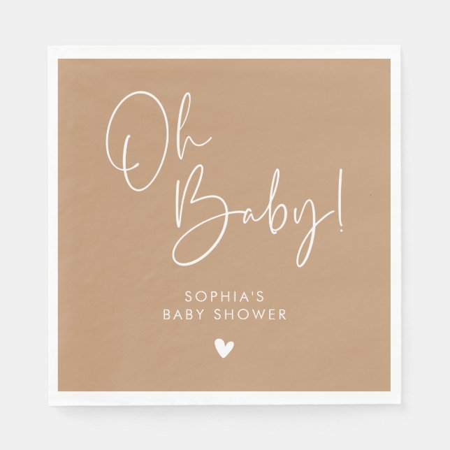 Brown Oh Baby Modern Boho Babydusche Serviette (Vorderseite)