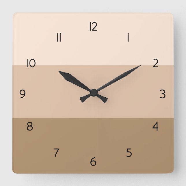 Brown Ombre Streifenmauer Quadratische Wanduhr (Vorderseite)