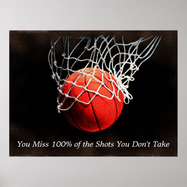 Brown Orange Motivierend Quote Basketball Poster (Vorne)