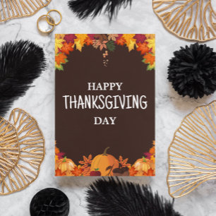 Brown & Orange Simple Happy Thanksgiving Day Einladung