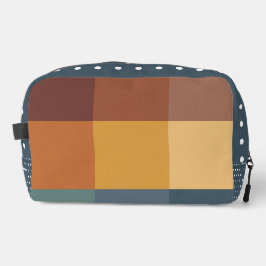 BROWN ORANGE YELLOW BLUE GEOMETRIC PATTERN WASCHBEUTEL