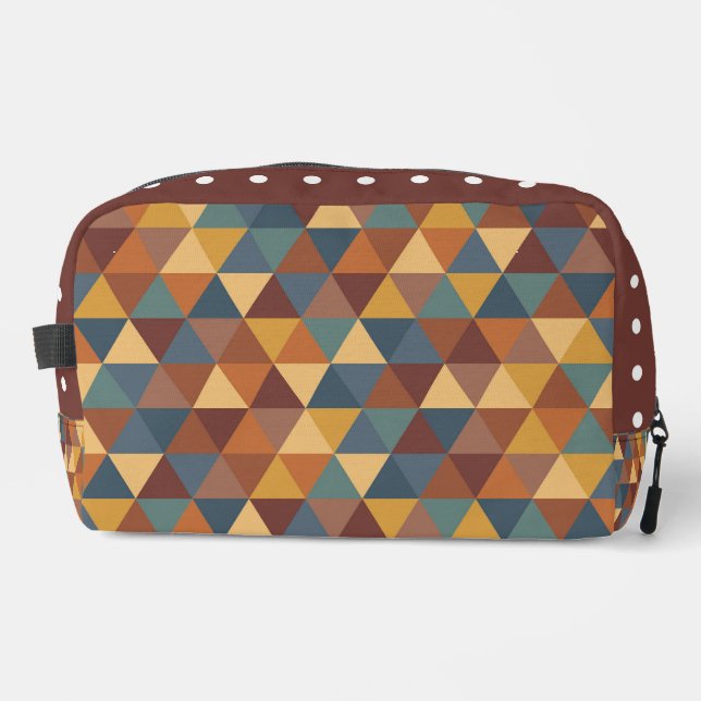 BROWN ORANGE YELLOW BLUE GEOMETRIC PATTERN WASCHBEUTEL (Vorderseite)