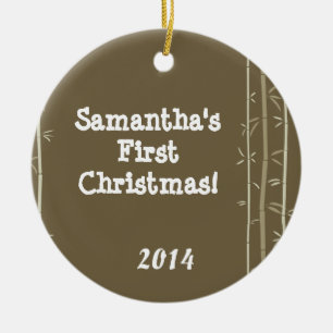 Brown Oriental Bamboo Personalisierter Name Orname Keramikornament