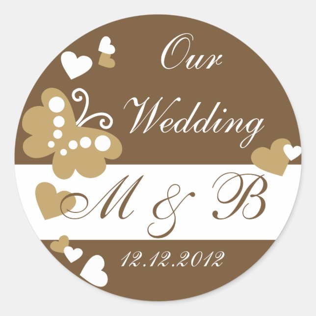 Brown Our Wedding Monogram Sticker (Vorderseite)