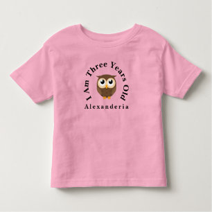 Brown Owl Birthday hinzufügen Name, ich bin 3 Jahr Kleinkind T-shirt