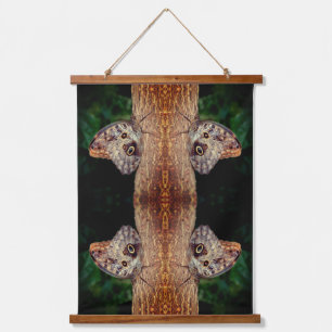 Brown Owl Butterfly Natur Abstrakt Wandteppich Mit Holzrahmen