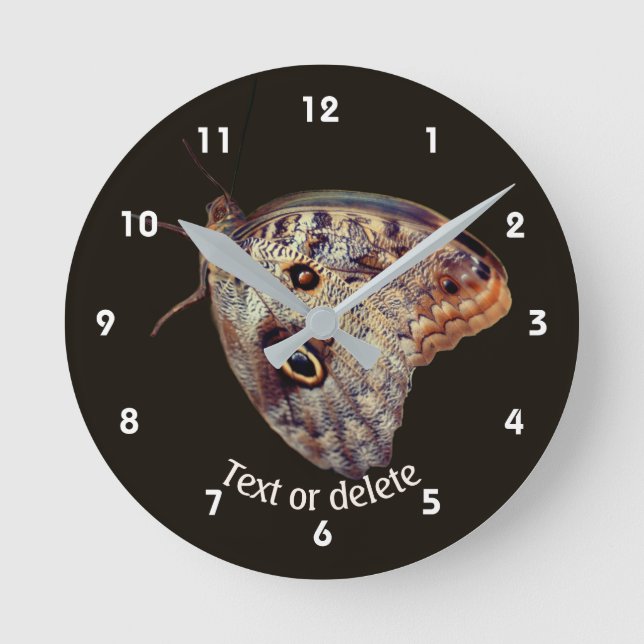 Brown Owl Butterfly Nature Personalized   Runde Wanduhr (Vorderseite)