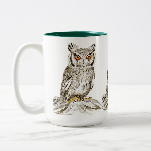 Brown Owl Illustration Art Tasse (Links)