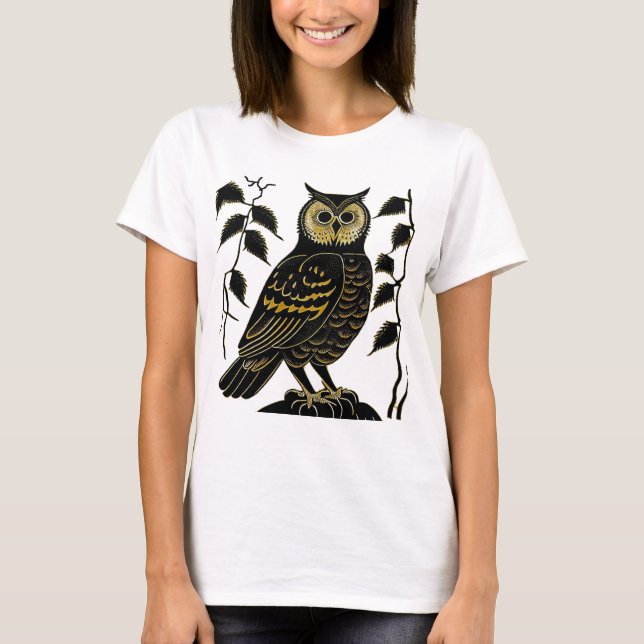 Brown Owl mit grünen Reben T-Shirt (Vorderseite)