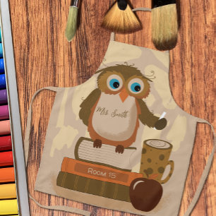 Brown Owl on Books Lehrerin Personalisierte Schürz Schürze