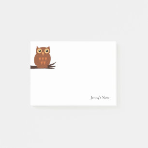 Brown Owl on Treff Animal Individuelle Name Post- Post-it Klebezettel