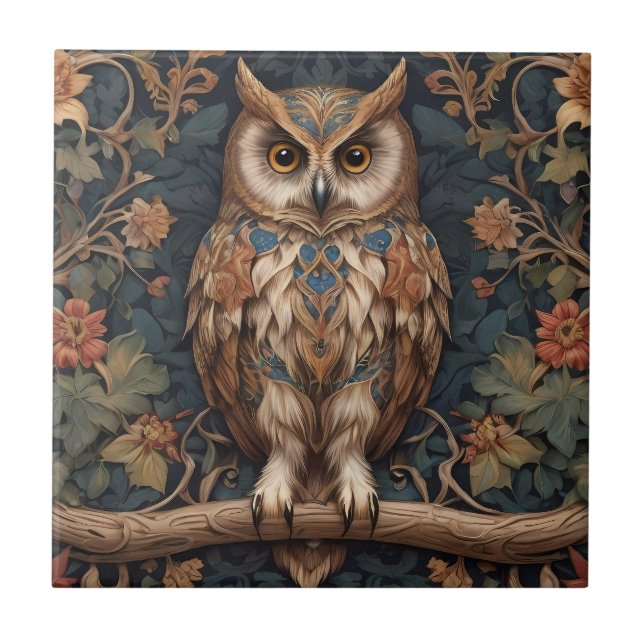 Brown Owl William Morris Inspiriert Fliese (Vorderseite)