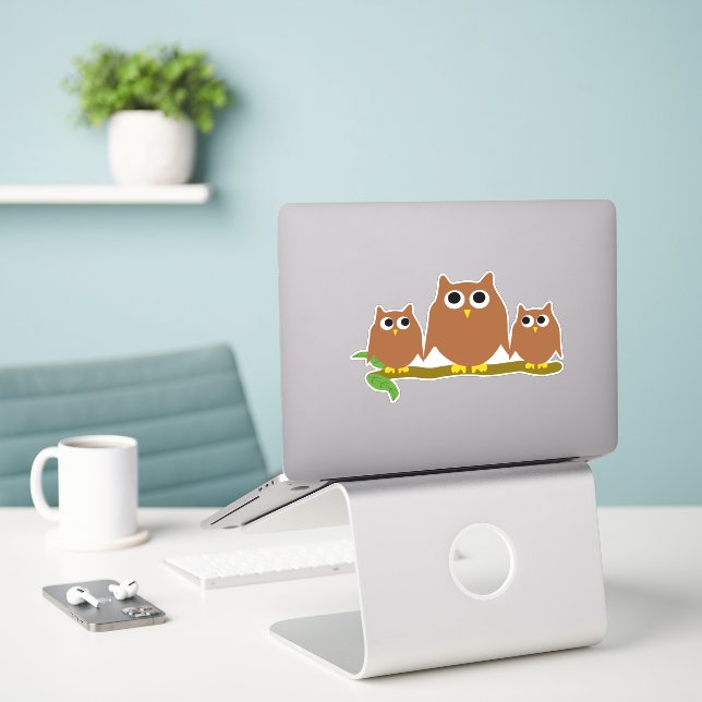 Brown Owls Design Aufkleber (Laptop auf Schreibtisch)