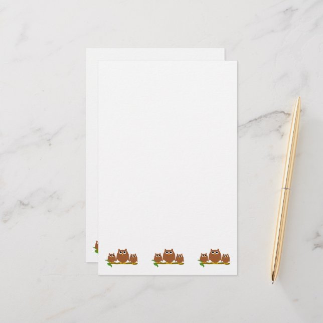Brown Owls Design Briefpapier (Vorderseite/Rückseite Beispiel)