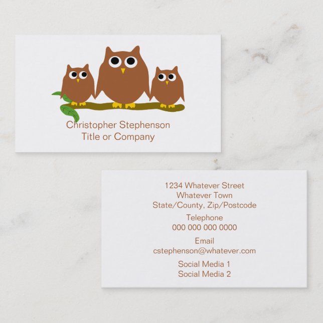Brown Owls Design Visitenkarte (Vorne/Hinten)