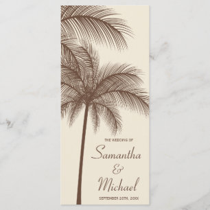 Brown Palm Tree Tropical Wedding Programm