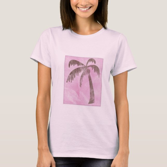 Brown-Palme auf Rosa T-Shirt (Vorderseite)