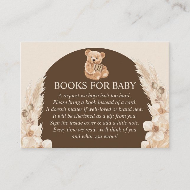 Brown Pampas Grass Teddy Bären Bücher für Baby Begleitkarte (Vorderseite)