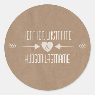 Brown Paper Inspiriert White Arrows Wedcker Runder Aufkleber